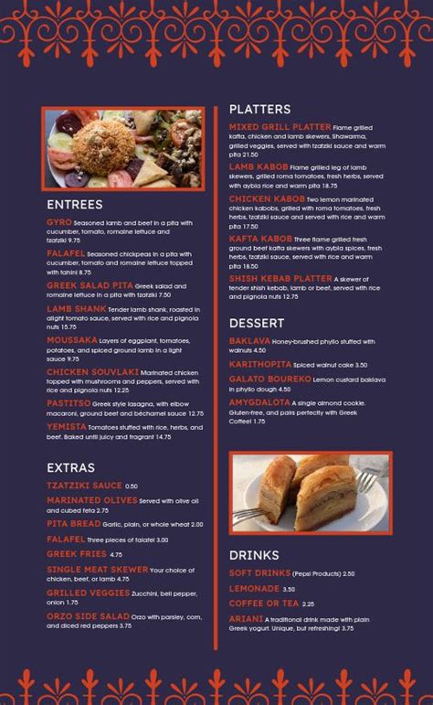 Simple Mediterranean Menu Design Template by MustHaveMenus