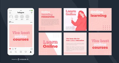 Simple Online Learning Instagram Post Template Vector Download
