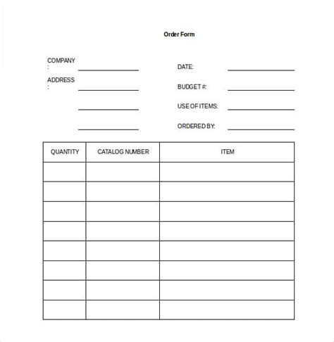 Simple Order Form Template Word 5 Order Form Templates
