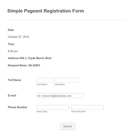 Simple Pageant Registration Form Template JotForm