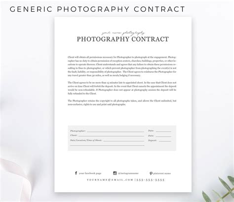 Simple Photography Contract General Form Contract .psd & word