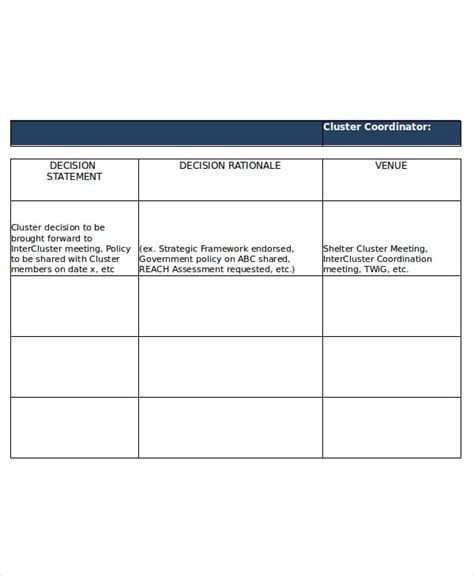 Simple Project Decision Log