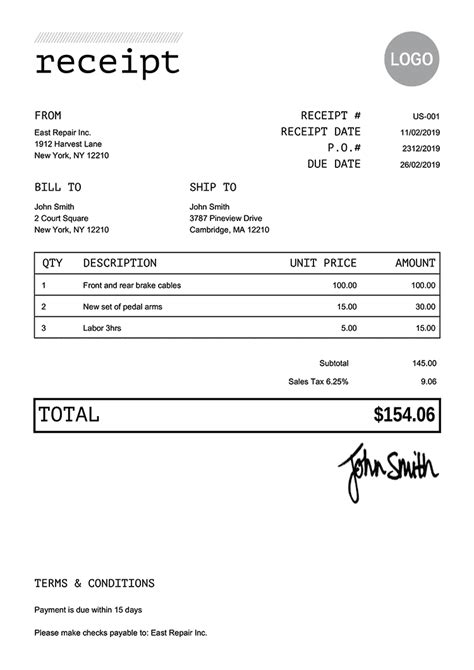 Simple Receipt Receipt Invoice