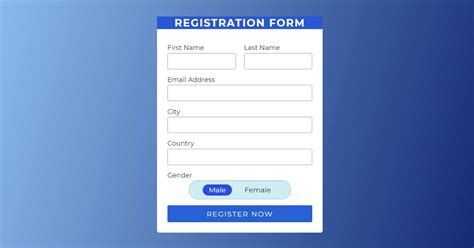 Simple Registration Form Source Code HTML CSS