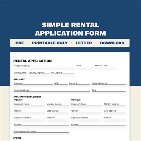 Simple Rental Application Form PDFSimpli