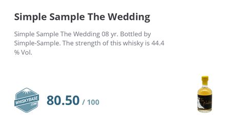 Simple Sample The Wedding - Ratings and reviews - Whiskybase