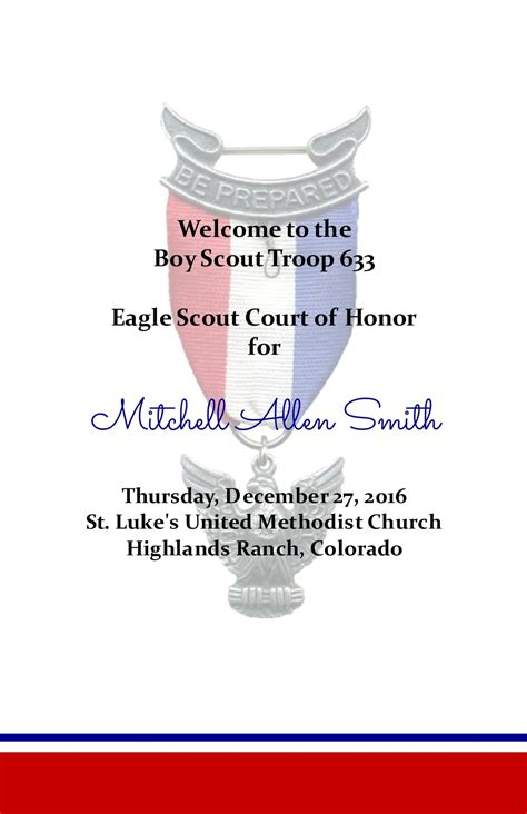 Simple Scout Eagle Scout Court of Honor Program