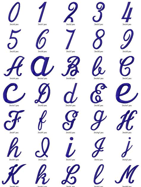 Simple Script Machine Embroidery Font Alphabet 3 Sizes