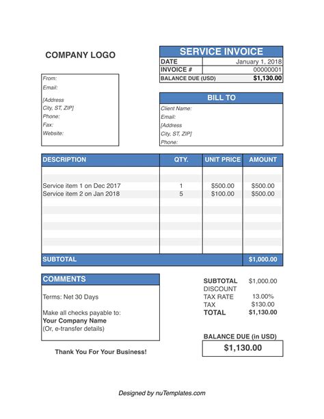 Simple Service Invoice