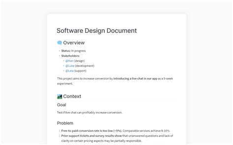 Simple Technical Design Document Template Design Talk