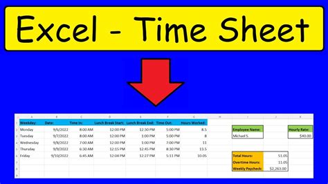 Simple Time Sheet In Excel YouTube