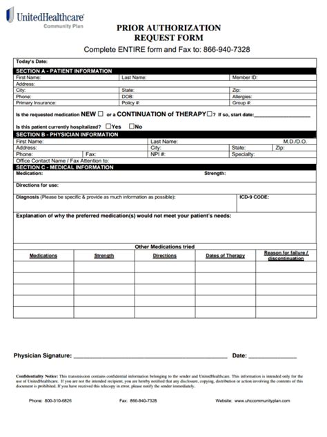 Simple UHC Prior Authorization Form for Everyone