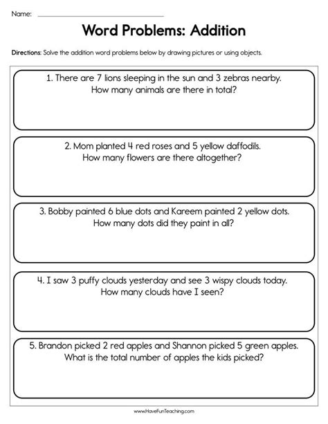 Simple Word Problems Addition