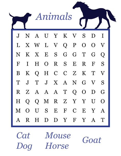 Simple Word Search Free Printable