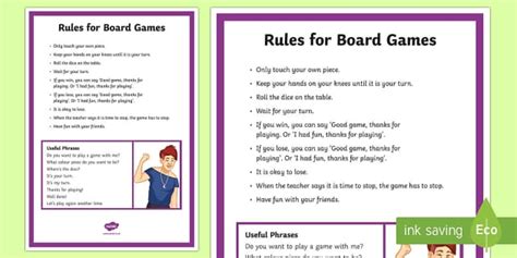 Simple board game instructions