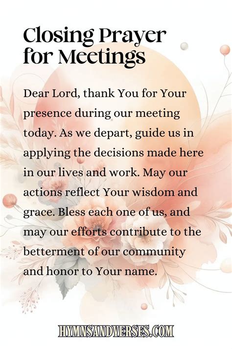 Simple closing prayer for meeting. &rdquo; Oct 19, 2025 · What&rsquo;s a good pray...