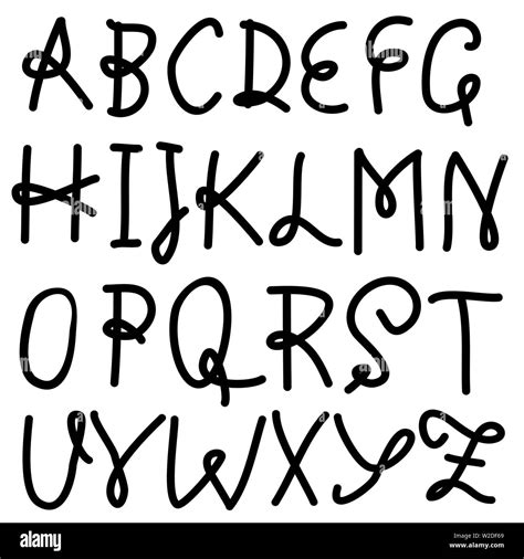 Simple double alphabet modern curly font Vector Image