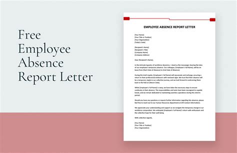 Simple employee absence report letter sample.  Our Absence Report Letter template is a profes...