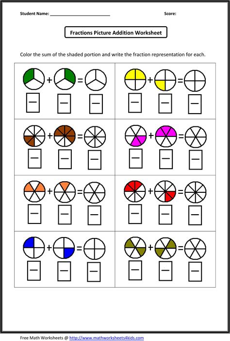 Simple fraction Addition 2 - Math Worksheet