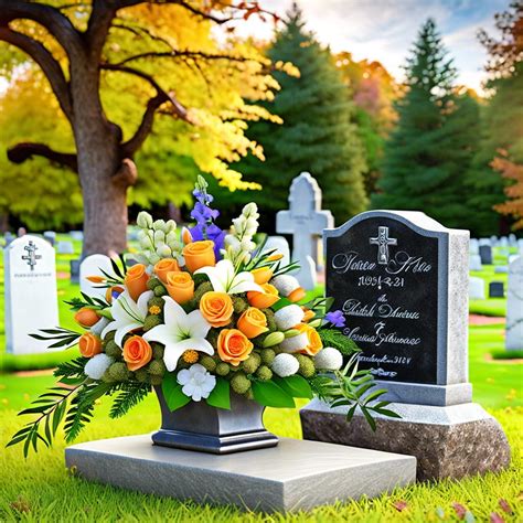 Simple grave decoration with flowers.  Adding a Discover 23 meaningful Grav...