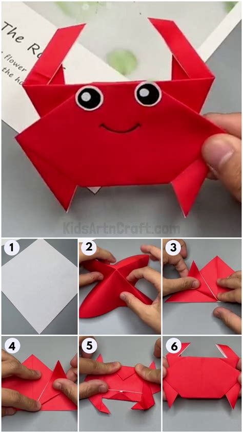Simple origami instructions how to fold a crab Origami patterns