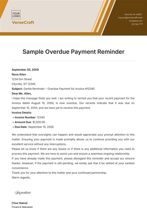Simple payment reminder message.  Includes Check out our free overdue pay...