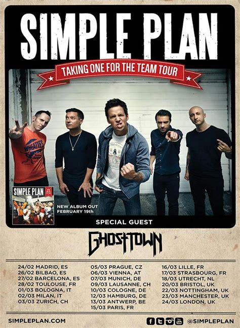 Simple plan tour. Simple Plan have announced a major European and UK tour set to take place early next year – with special support from Mayday Parade and State Champs. The tour is set to commence on January 19 with a two-night run at Paris’ Bataclan before dates in the likes of Barcelona, Milan and Berlin. ‘The Hard As Rock Tour’ will have made its … 