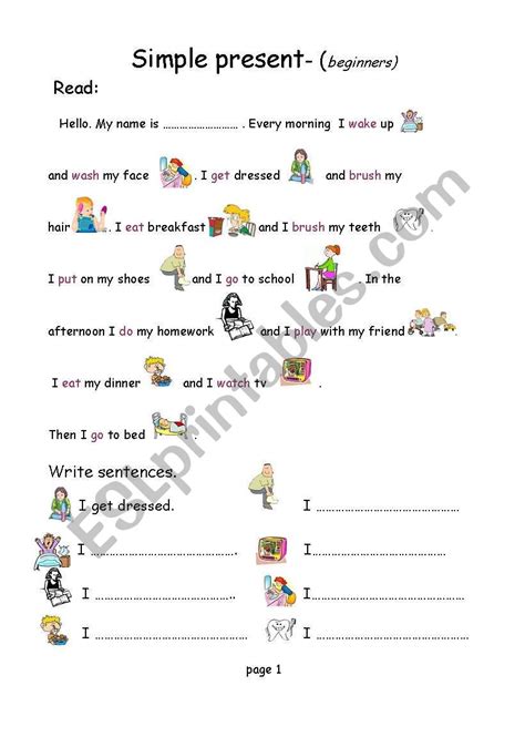 Simple present beginners ESL worksheet by kbhp