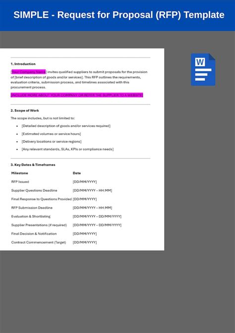 Simple rfp template word.  Save 20+ hours per response.  What is a Request for Proposa...