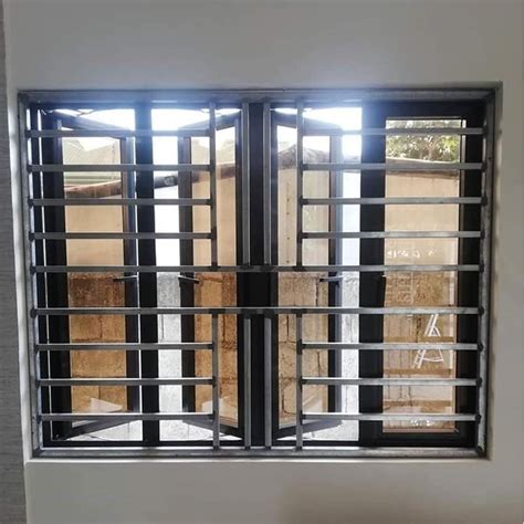 Simple window grill design square bar.  Square rod window grill design ...