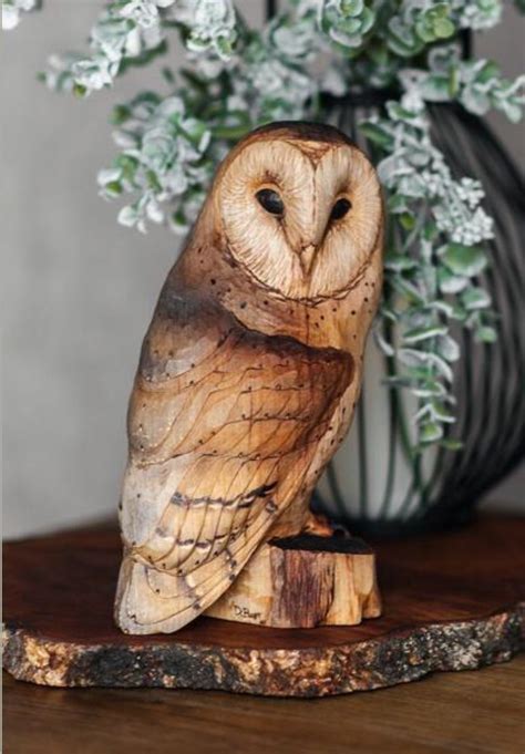 Simple wood carving owl.  Measure down 1/2