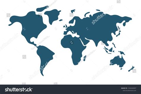 Simple world map in flat style isolated on white background. Vector