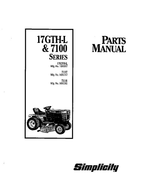 Simplicity 17GTH-L Lawn Mower Parts manual PDF View/Download