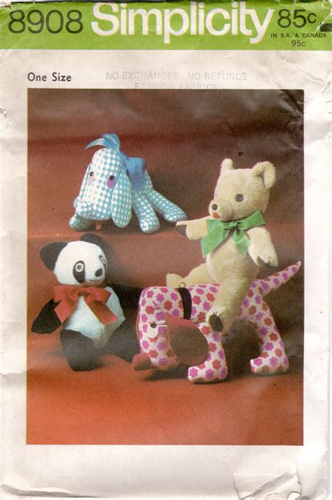 Simplicity 8908 Sewing Pattern Stuffed Dog Panda Teddy …