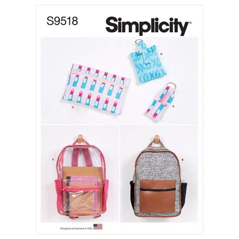 Simplicity Pattern S9518 Backpacks and Accessories