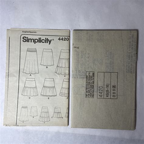 Simplicity Sewing Pattern 4420 Size K5 8 10 12 14 16 Bias & Tiered Skirts