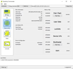 Simplicity commander.  It allows you to flash Simplicity Commander and NVM...