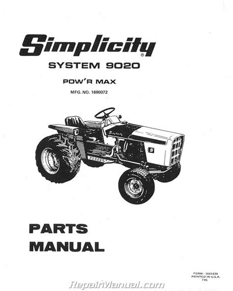Simplicity power max 9020 lawn garden tractor parts manual. - 1965 ji case tractor buyers guide.