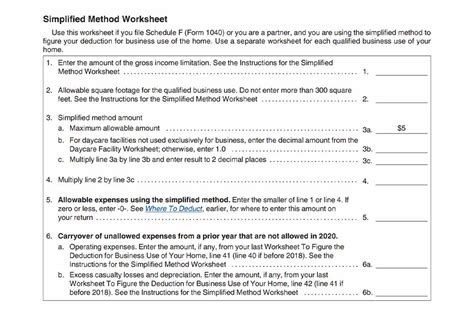 Simplified Method Worksheet 2021