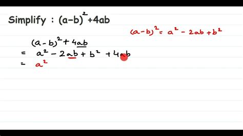 Simplify: (a + b)2 – 4ab - Mathematics Shaalaa.com