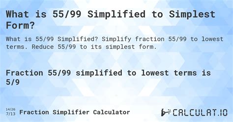 Simplify 99/55 to the simplest form - CoolConversion