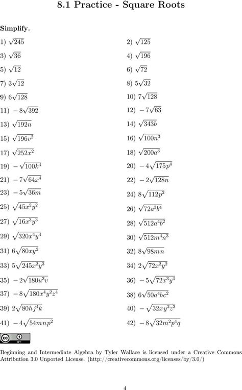Simplify Square Root Worksheet Printable Calendars AT A GLANCE