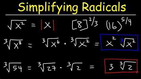 Simplify radicals. When we say to simplify an expression with radicals, the simplified expression should have. a radical, unless the radical reduces to an integer; a radicand … 