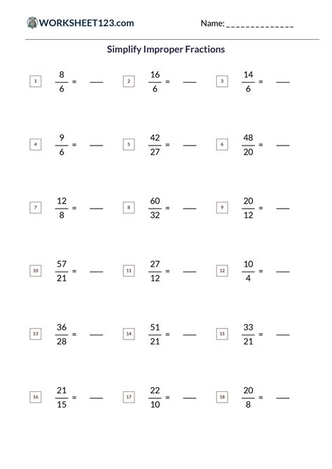 Simplifying Improper Fractions Math GPS