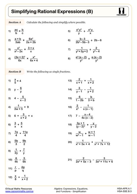 Simplifying Rational Expressions Worksheet Adding and Subtracting