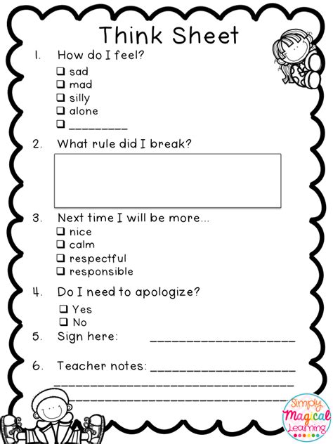 Simply Magical Learning You Oughta Know About... Think sheet