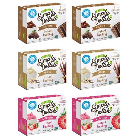 Simply delish. Servings for Strawberry Pudding. Free from Peanuts, Tree nuts, Sesame, Wheat, Dairy, Egg, Soy and Fish. Our entire range is Kosher certified. Sugar-free, sweetened with naturally-derived Stevia. All-natural with Non-GMO verified ingredients. No preservatives or artificial colors or flavors. Plant-based ingredients - contains no animal products. 