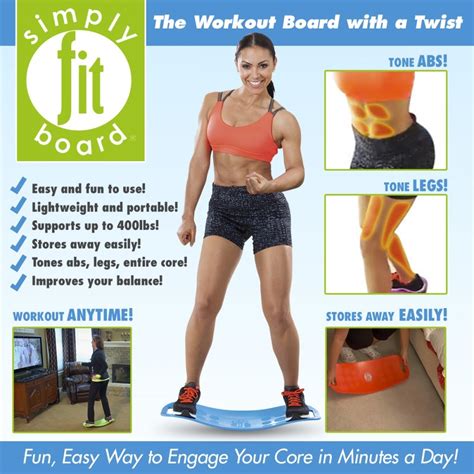 Simply fit board. Apr 9, 2017 · The Simply Fit Board is a dynamic workout tool that helps to strengthen abs, legs, and more. It can support up to 400 lbs and is lightweight, portable, and fun to use. You can refer friends and earn cash with this product. 