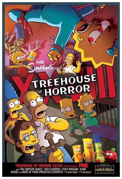 Simpsons treehouse of horror. Treehouse of Horror XXXIII is an episode of The Simpsons, originally produced for Season 33. It has three segments as usual instead of five, and this is the first THOH episode to have each writer write three segments since Treehouse of Horror XIII nearly twenty years ago. This year's tales of... 