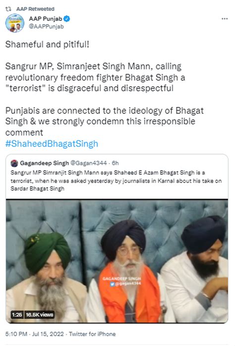 Simranjeet singh mann on bhagat singh biography